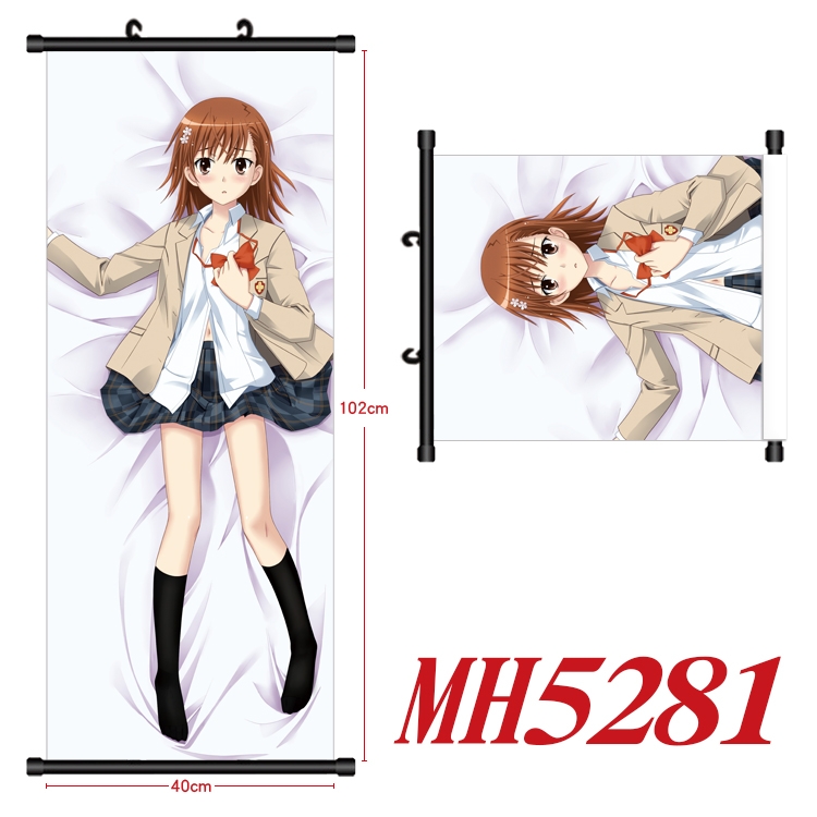 Toaru Kagaku no Railgun Anime black Plastic rod Cloth painting Wall Scroll 40X102CM  MH5281