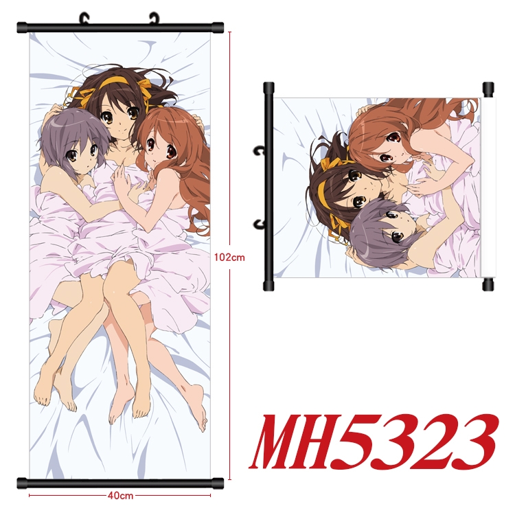 The Disappearance of Haruhi Suzumiya Anime black Plastic rod Cloth painting Wall Scroll 40X102CM MH5323