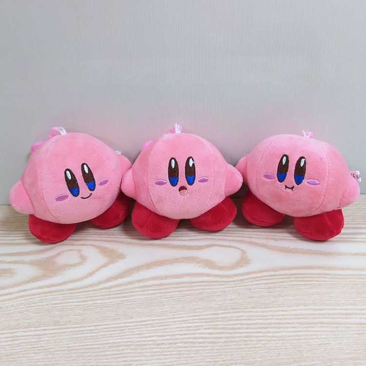  Kirby Cartoon Plush Keychain Pendant 13cm a set of  3