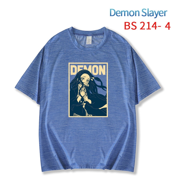 Demon Slayer Kimets  New ice silk cotton loose and comfortable T-shirt from XS to 5XL  BS-214-4