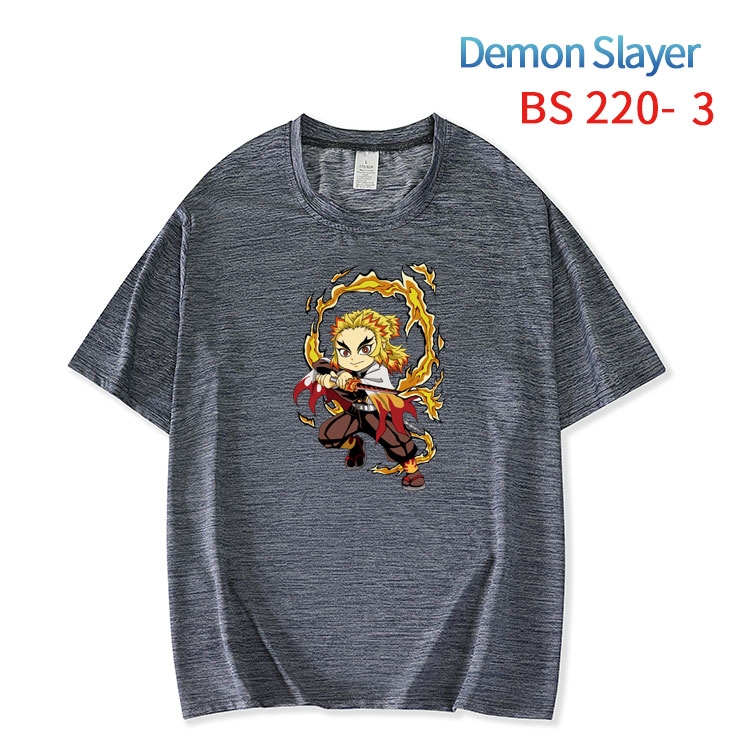 Demon Slayer Kimets  New ice silk cotton loose and comfortable T-shirt from XS to 5XL BS-220-3