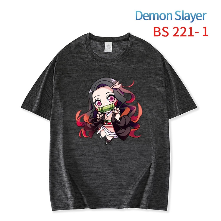 Demon Slayer Kimets  New ice silk cotton loose and comfortable T-shirt from XS to 5XL BS-221-1