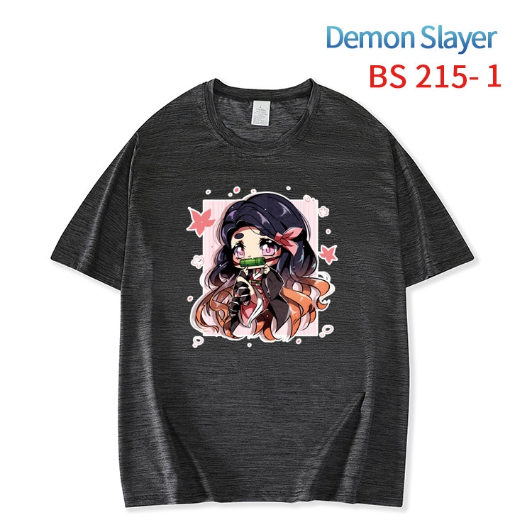 Demon Slayer Kimets  New ice silk cotton loose and comfortable T-shirt from XS to 5XL BS-215-1