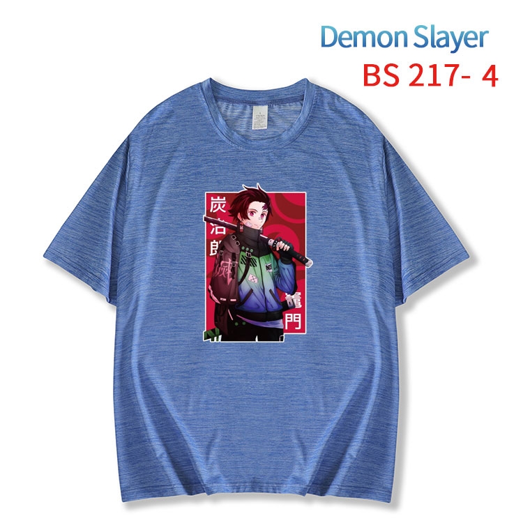 Demon Slayer Kimets  New ice silk cotton loose and comfortable T-shirt from XS to 5XL  BS-217-4