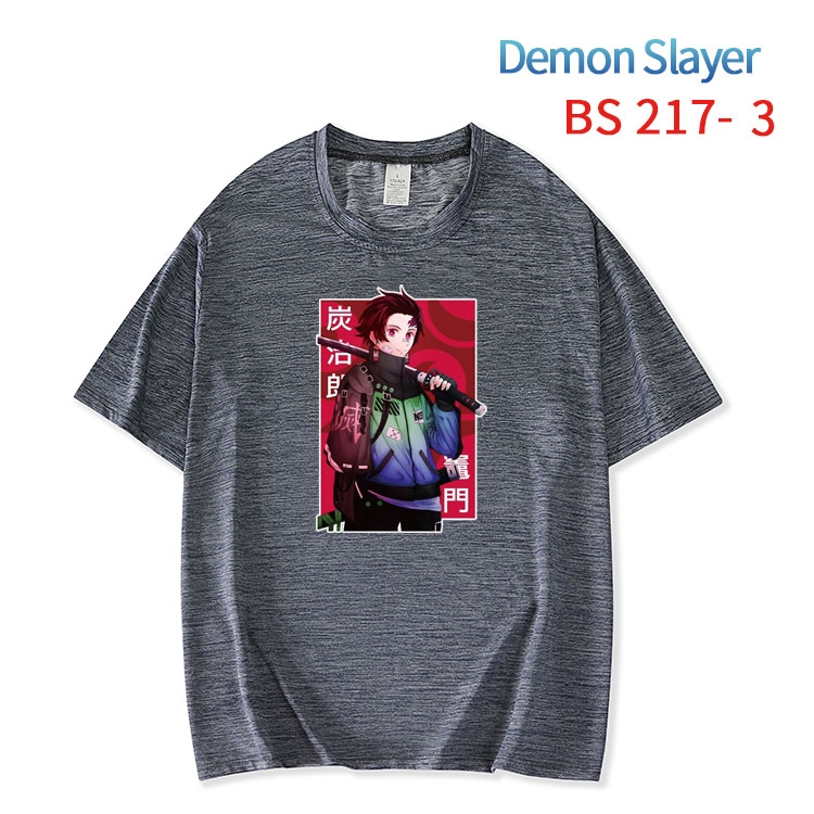 Demon Slayer Kimets  New ice silk cotton loose and comfortable T-shirt from XS to 5XL BS-217-3