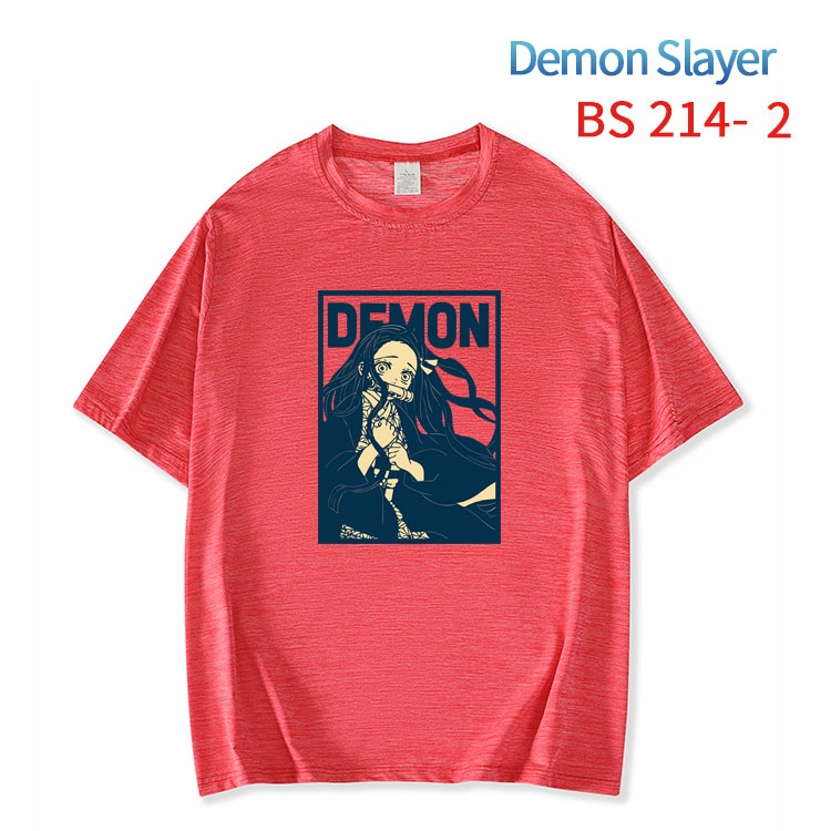 Demon Slayer Kimets  New ice silk cotton loose and comfortable T-shirt from XS to 5XL BS-214-2