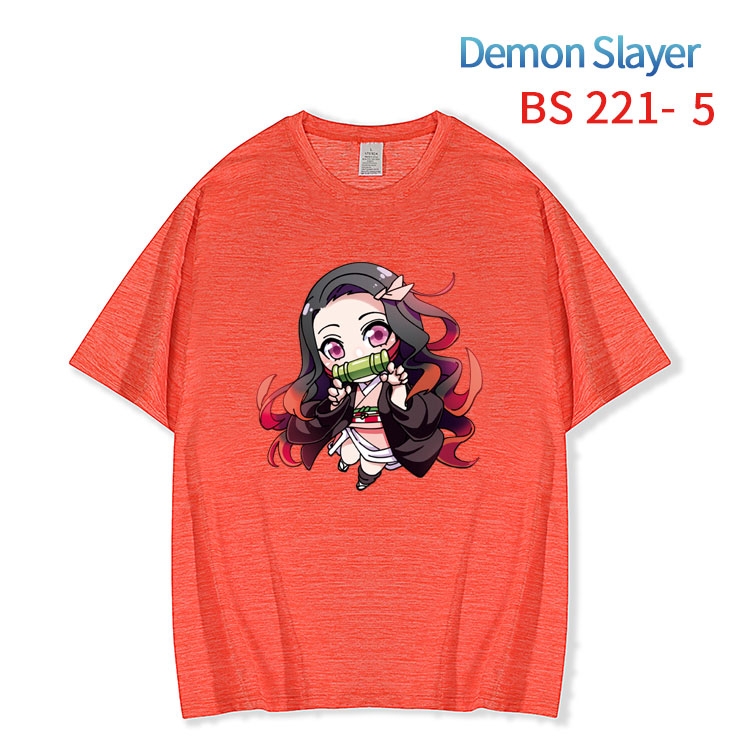 Demon Slayer Kimets  New ice silk cotton loose and comfortable T-shirt from XS to 5XL BS-221-5