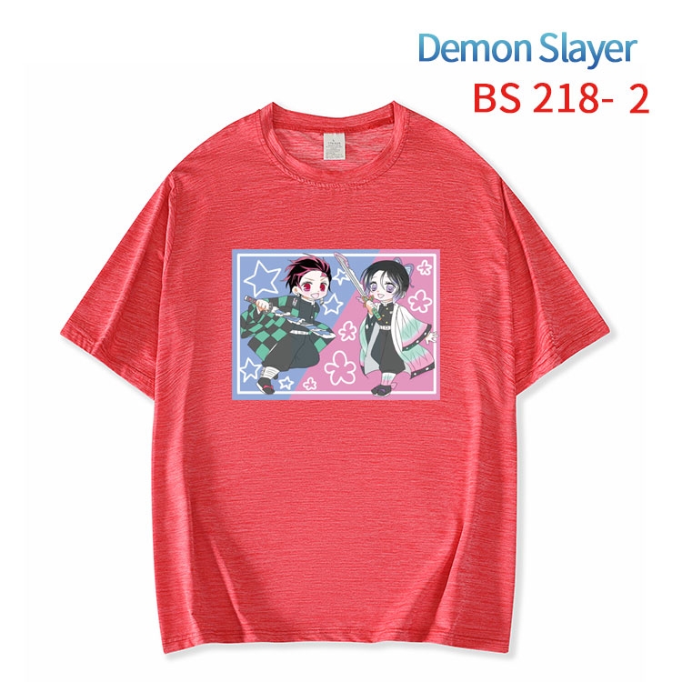 Demon Slayer Kimets  New ice silk cotton loose and comfortable T-shirt from XS to 5XL BS-218-2