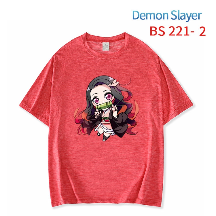 Demon Slayer Kimets  New ice silk cotton loose and comfortable T-shirt from XS to 5XL BS-221-2