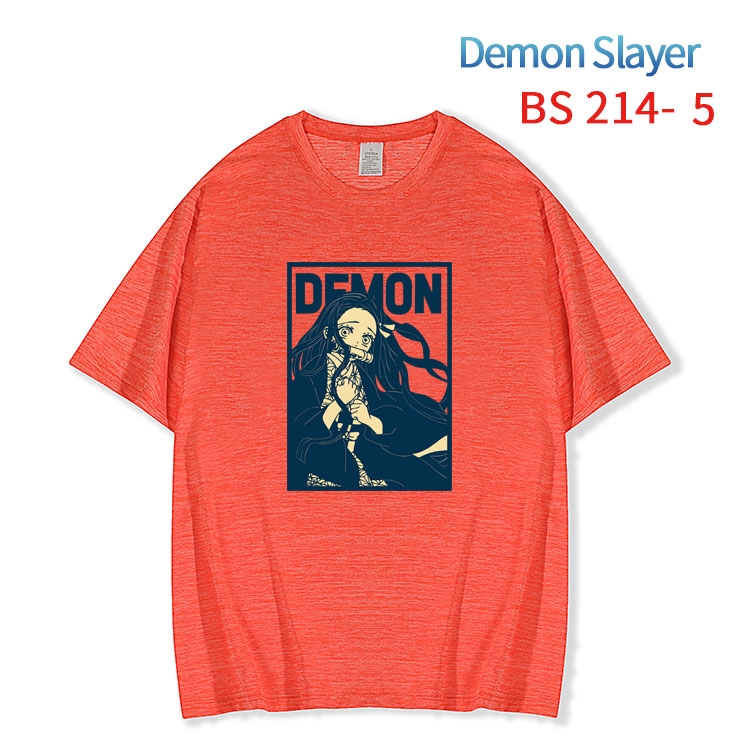 Demon Slayer Kimets  New ice silk cotton loose and comfortable T-shirt from XS to 5XL BS-214-5