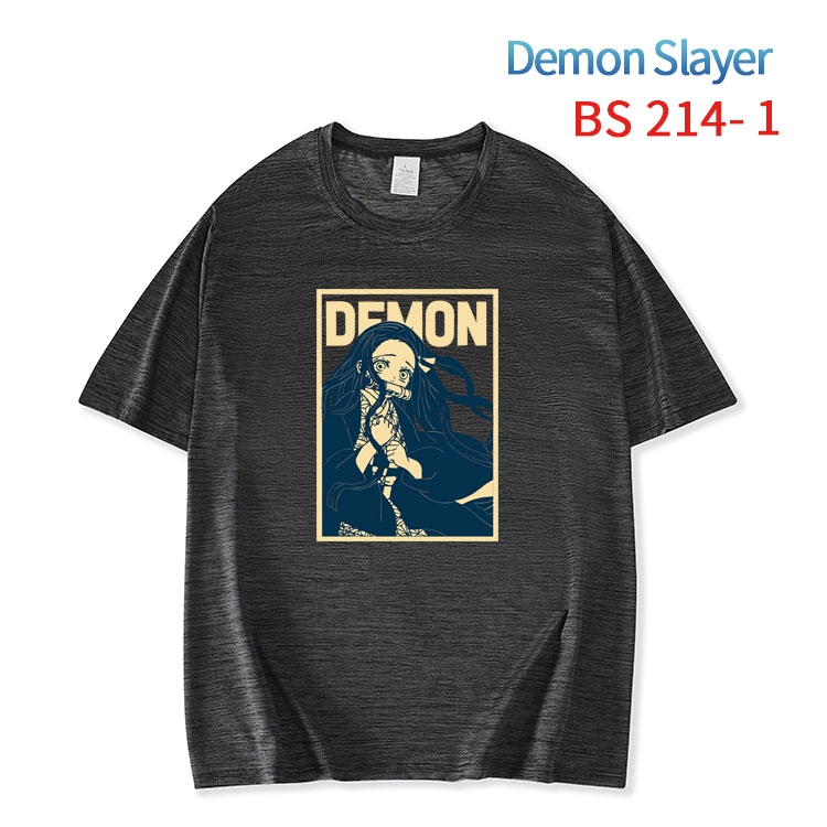 Demon Slayer Kimets  New ice silk cotton loose and comfortable T-shirt from XS to 5XL BS-214-1