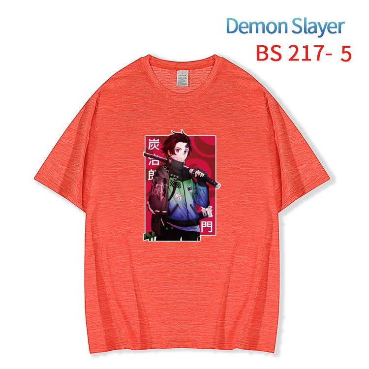 Demon Slayer Kimets  New ice silk cotton loose and comfortable T-shirt from XS to 5XL  BS-217-5