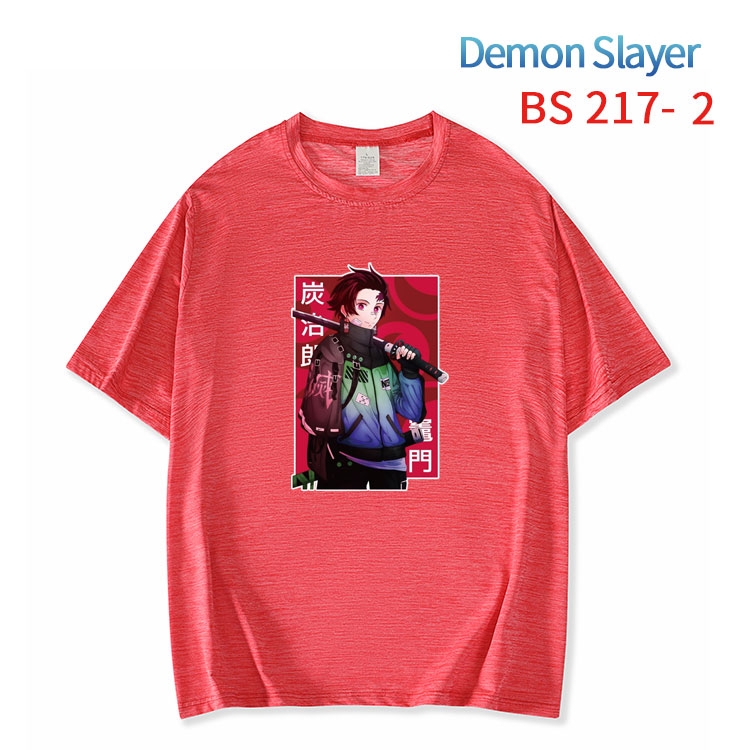 Demon Slayer Kimets  New ice silk cotton loose and comfortable T-shirt from XS to 5XL BS-217-2