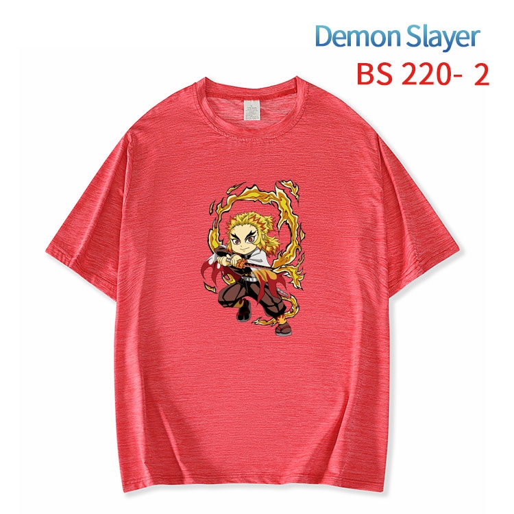 Demon Slayer Kimets  New ice silk cotton loose and comfortable T-shirt from XS to 5XL BS-220-2