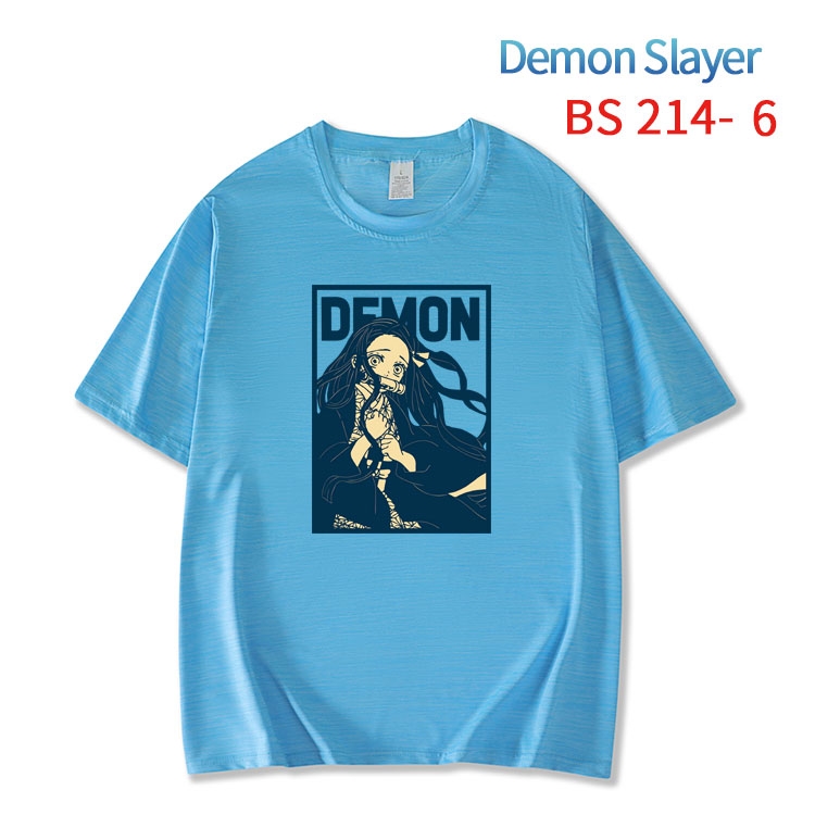 Demon Slayer Kimets  New ice silk cotton loose and comfortable T-shirt from XS to 5XL BS-214-6