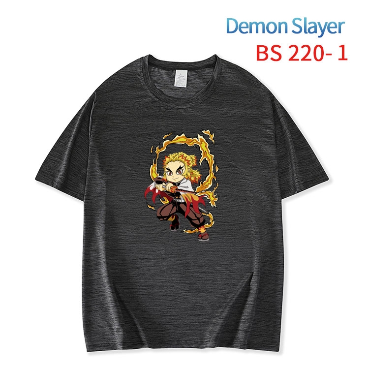 Demon Slayer Kimets  New ice silk cotton loose and comfortable T-shirt from XS to 5XL BS-220-1