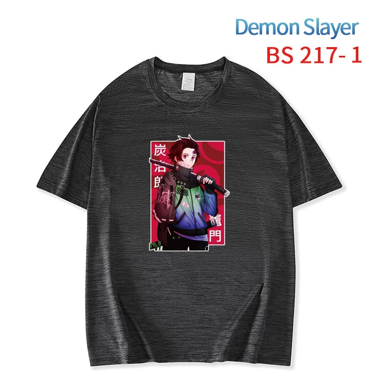 Demon Slayer Kimets  New ice silk cotton loose and comfortable T-shirt from XS to 5XL BS-217-1