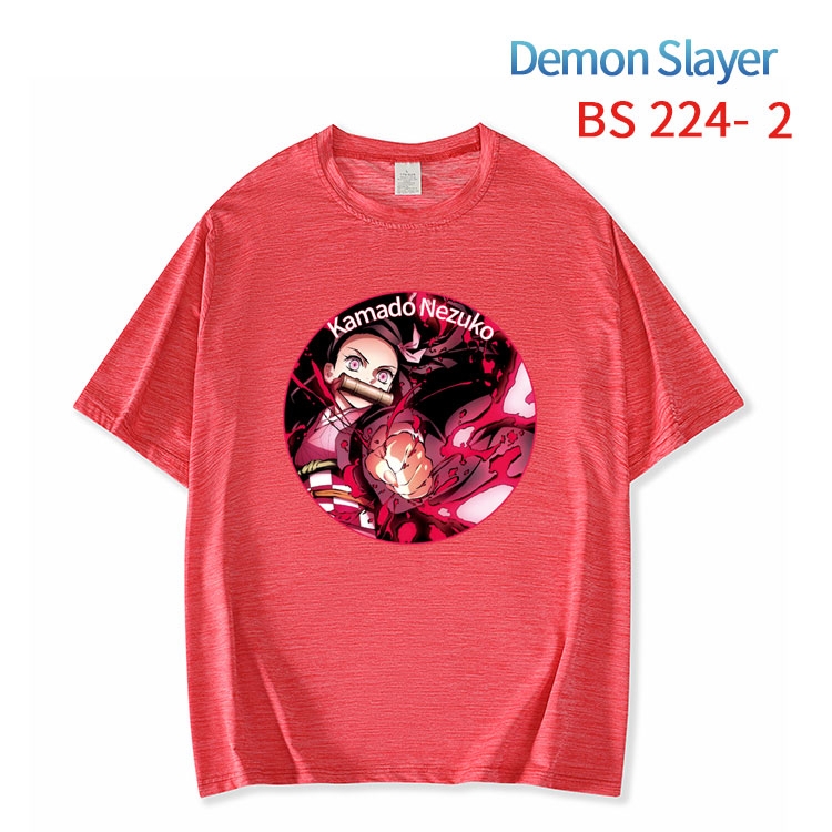 Demon Slayer Kimets New ice silk cotton loose and comfortable T-shirt from XS to 5XL BS-224-2