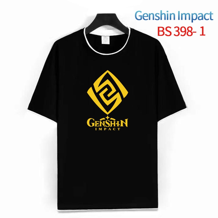 Genshin Impact Cotton crew neck black and white trim short-sleeved T-shirt from S to 4XL HM-398-1