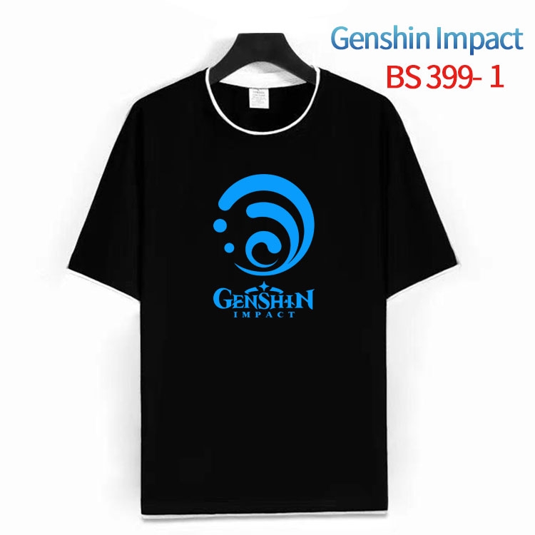 Genshin Impact Cotton crew neck black and white trim short-sleeved T-shirt from S to 4XL HM-399-1