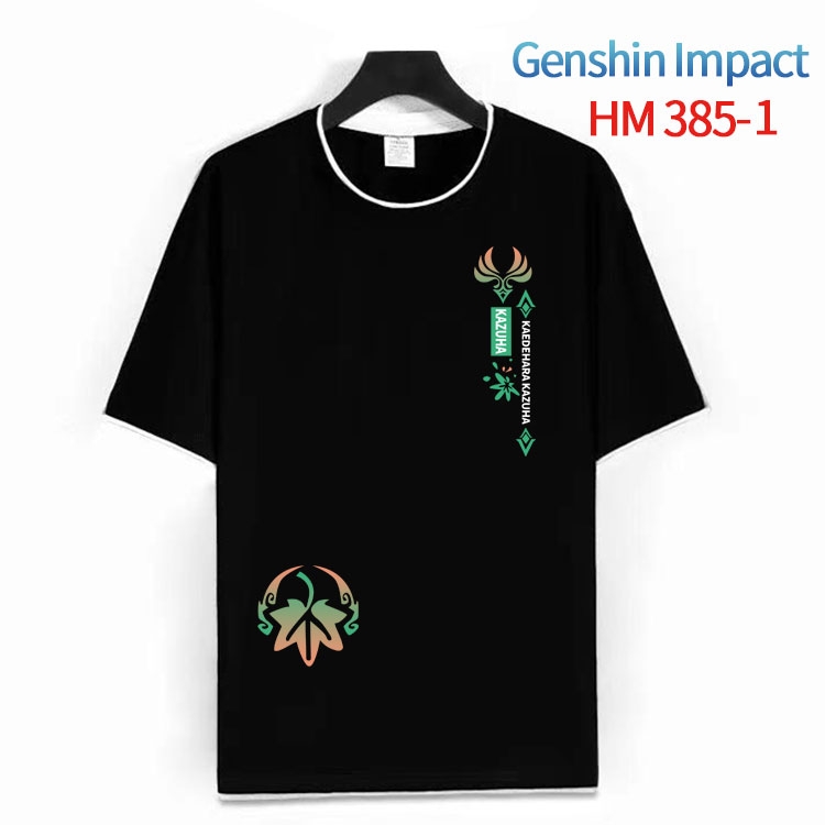 Genshin Impact Cotton crew neck black and white trim short-sleeved T-shirt from S to 4XL HM-385-1