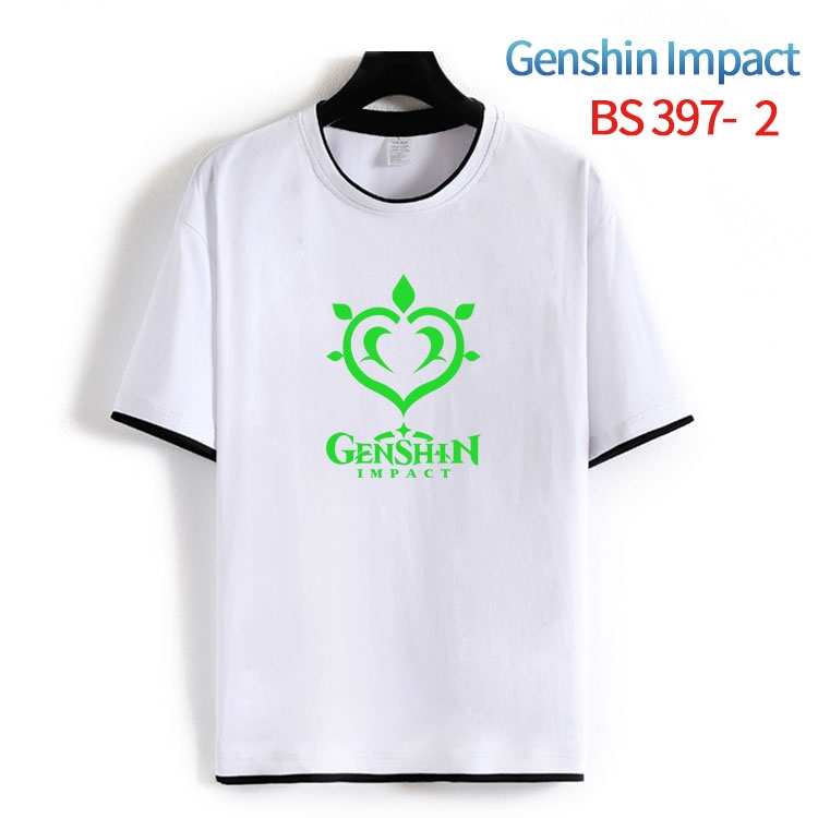 Genshin Impact Cotton crew neck black and white trim short-sleeved T-shirt from S to 4XL  HM-397-2