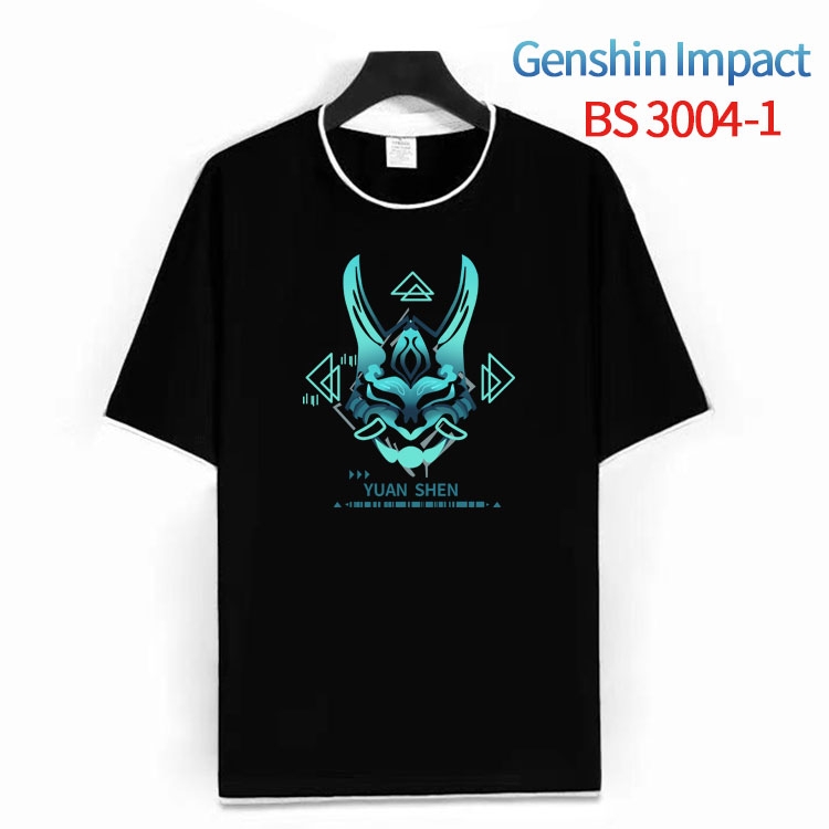 Genshin Impact Cotton crew neck black and white trim short-sleeved T-shirt from S to 4XL  HM-3004-1