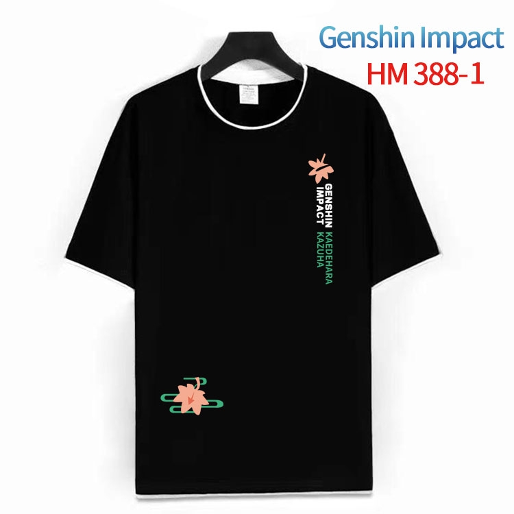 Genshin Impact Cotton crew neck black and white trim short-sleeved T-shirt from S to 4XL  HM-388-1