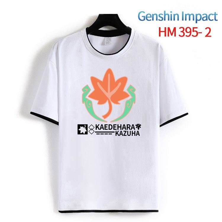 Genshin Impact Cotton crew neck black and white trim short-sleeved T-shirt from S to 4XL HM-395-2