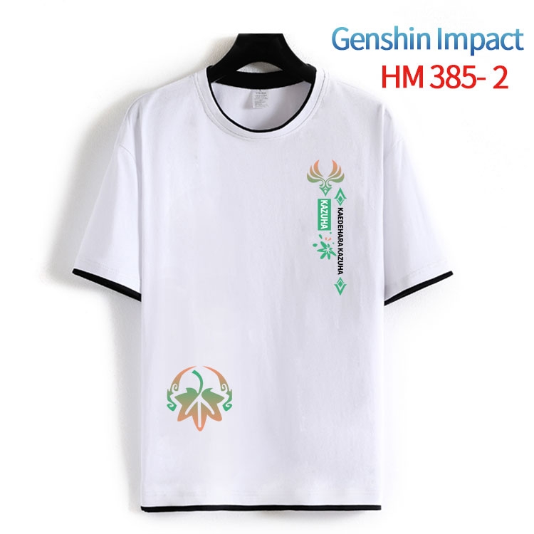 Genshin Impact Cotton crew neck black and white trim short-sleeved T-shirt from S to 4XL HM-385-2