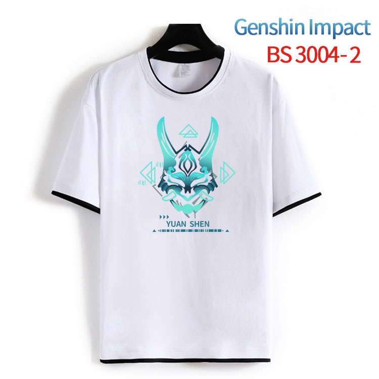 Genshin Impact Cotton crew neck black and white trim short-sleeved T-shirt from S to 4XL  HM-3004-2