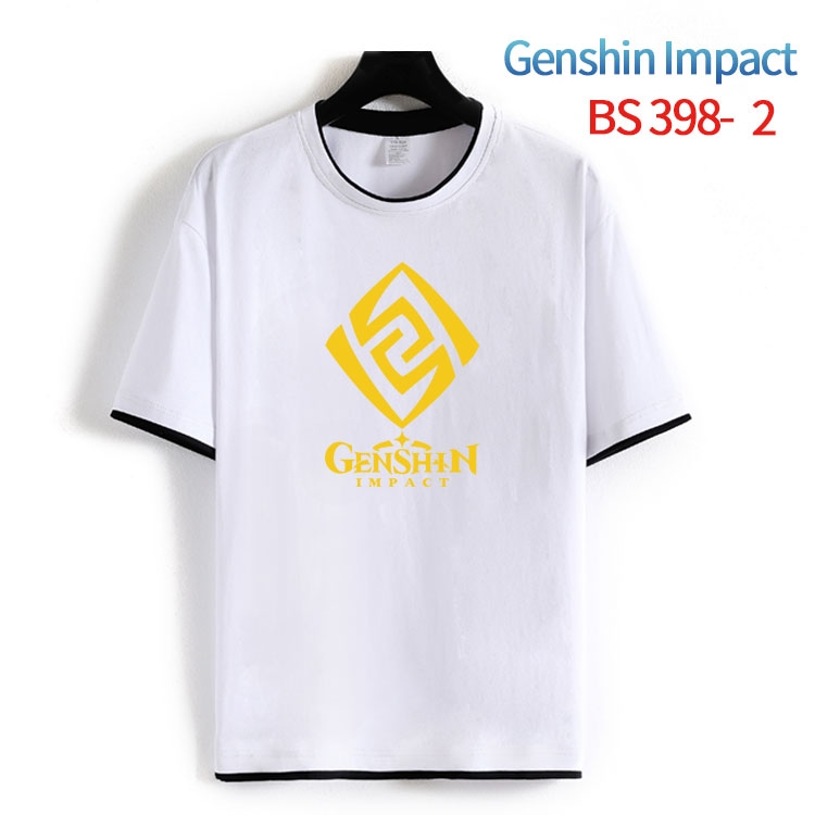 Genshin Impact Cotton crew neck black and white trim short-sleeved T-shirt from S to 4XL HM-398-2