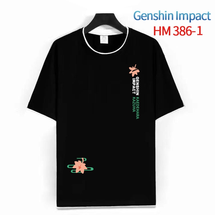 Genshin Impact Cotton crew neck black and white trim short-sleeved T-shirt from S to 4XL HM-386-1