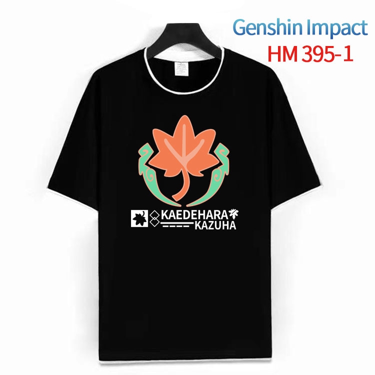 Genshin Impact Cotton crew neck black and white trim short-sleeved T-shirt from S to 4XL HM-395-1