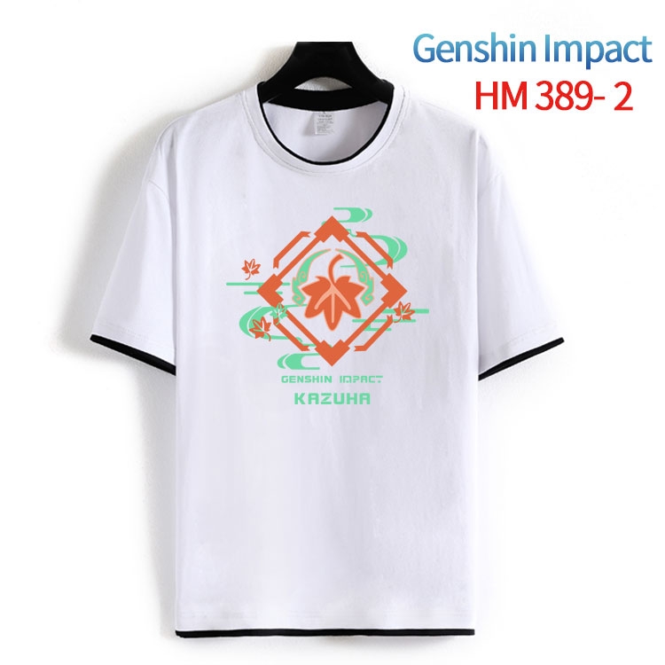 Genshin Impact Cotton crew neck black and white trim short-sleeved T-shirt from S to 4XL HM-389-2