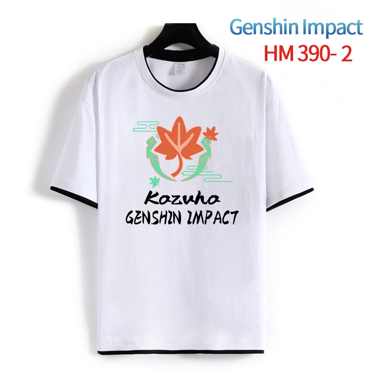 Genshin Impact Cotton crew neck black and white trim short-sleeved T-shirt from S to 4XL  HM-390-2