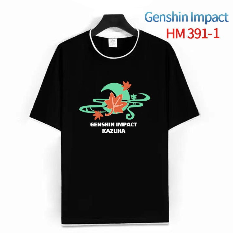 Genshin Impact Cotton crew neck black and white trim short-sleeved T-shirt from S to 4XL  HM-391-1