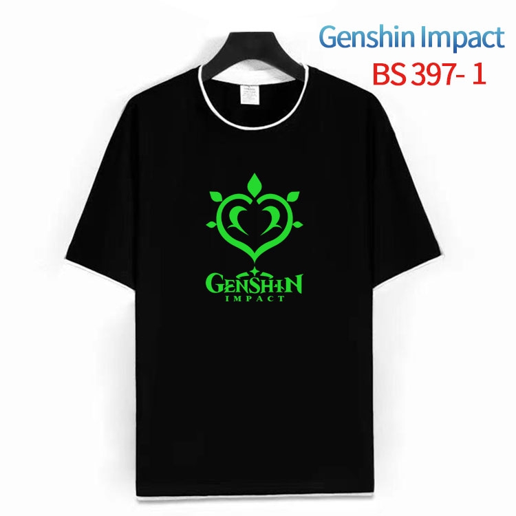 Genshin Impact Cotton crew neck black and white trim short-sleeved T-shirt from S to 4XL HM-397-1