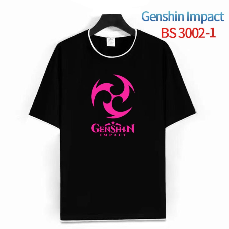 Genshin Impact Cotton crew neck black and white trim short-sleeved T-shirt from S to 4XL  HM-3002-1