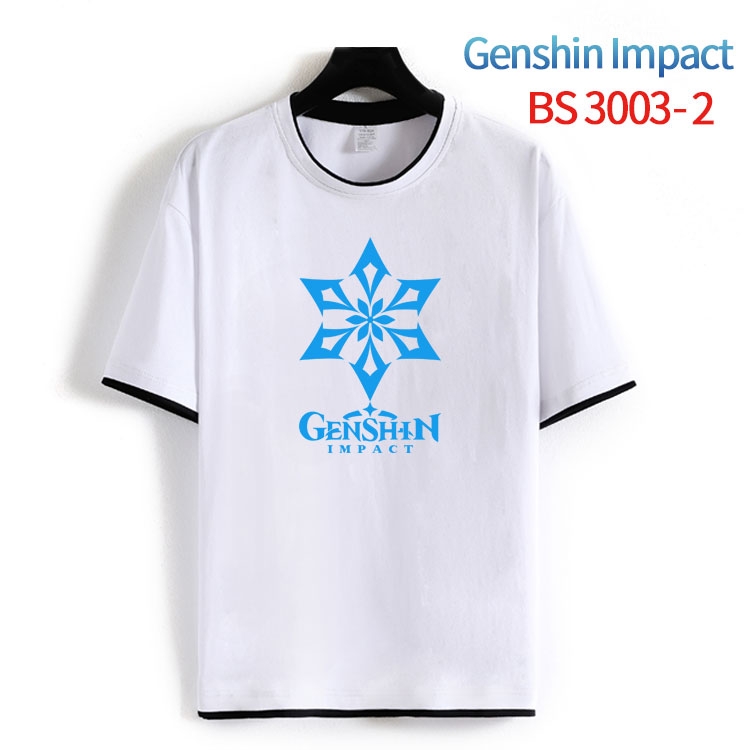 Genshin Impact Cotton crew neck black and white trim short-sleeved T-shirt from S to 4XL HM-3003-2