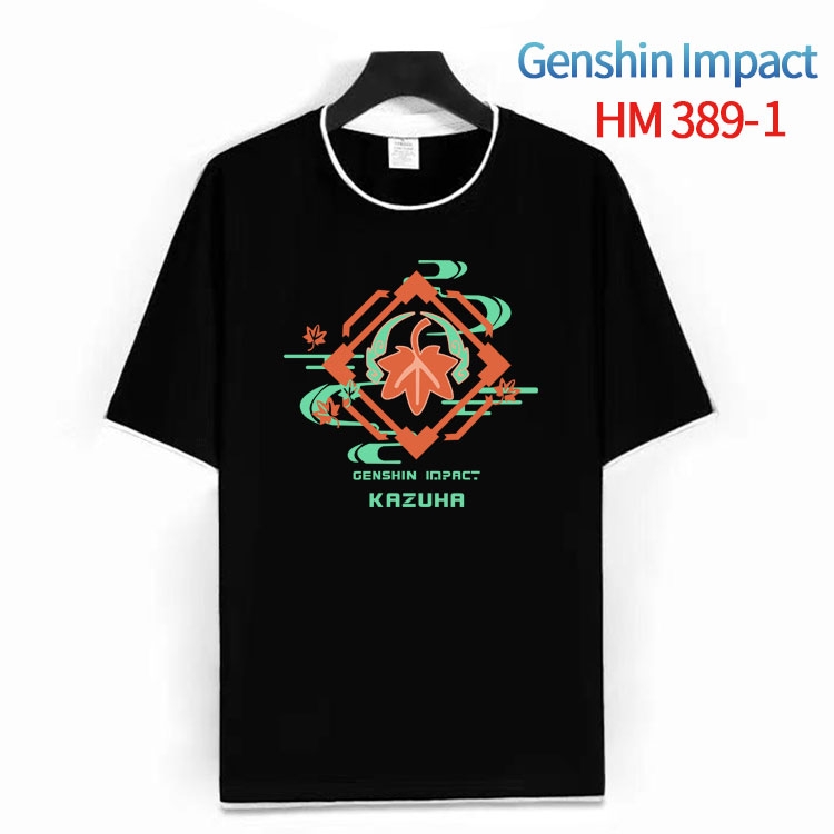 Genshin Impact Cotton crew neck black and white trim short-sleeved T-shirt from S to 4XL HM-389-1