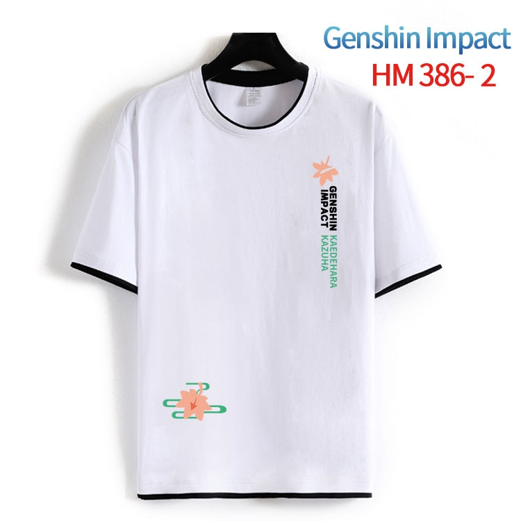 Genshin Impact Cotton crew neck black and white trim short-sleeved T-shirt from S to 4XL HM-386-2