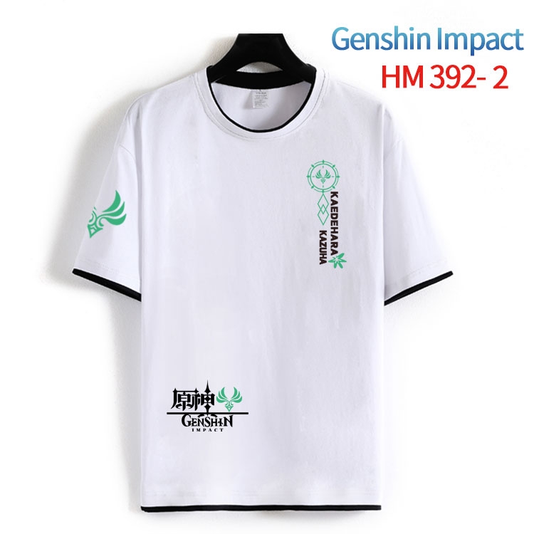 Genshin Impact Cotton crew neck black and white trim short-sleeved T-shirt from S to 4XL HM-392-2