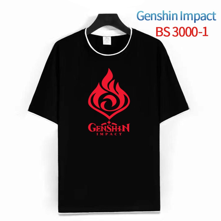 Genshin Impact Cotton crew neck black and white trim short-sleeved T-shirt from S to 4XL HM-3000-1