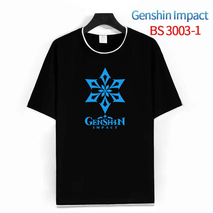 Genshin Impact Cotton crew neck black and white trim short-sleeved T-shirt from S to 4XL HM-3003-1