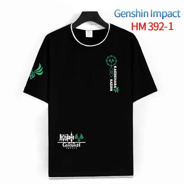 Genshin Impact Cotton crew neck black and white trim short-sleeved T-shirt from S to 4XL  HM-392-1