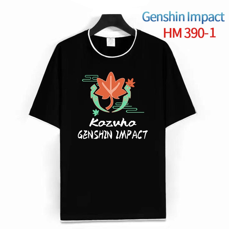 Genshin Impact Cotton crew neck black and white trim short-sleeved T-shirt from S to 4XL  HM-390-1