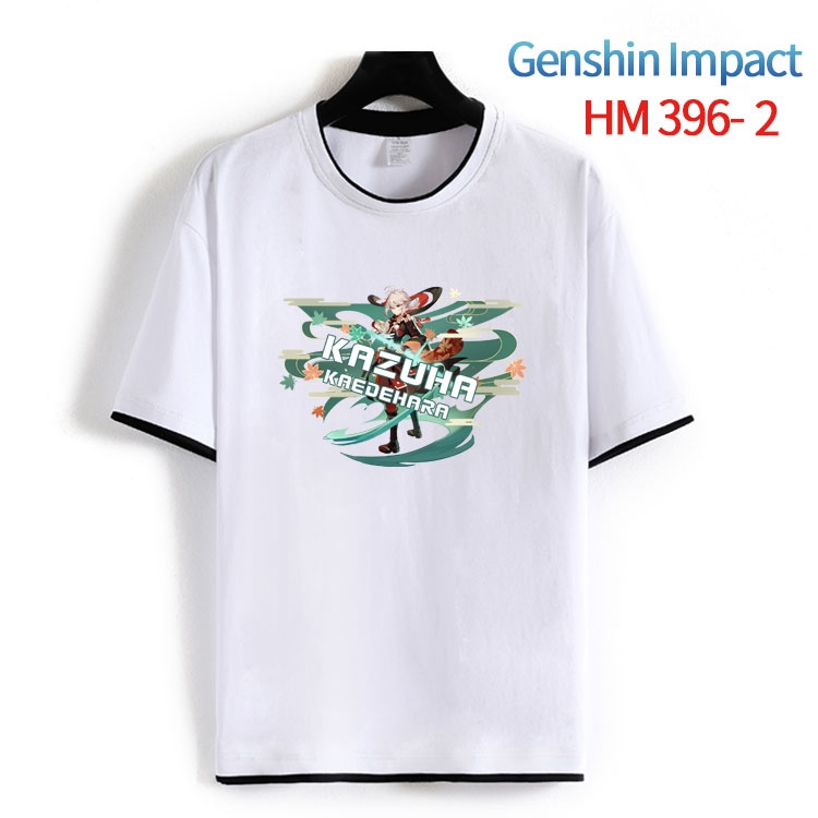 Genshin Impact Cotton crew neck black and white trim short-sleeved T-shirt from S to 4XL HM-396-2