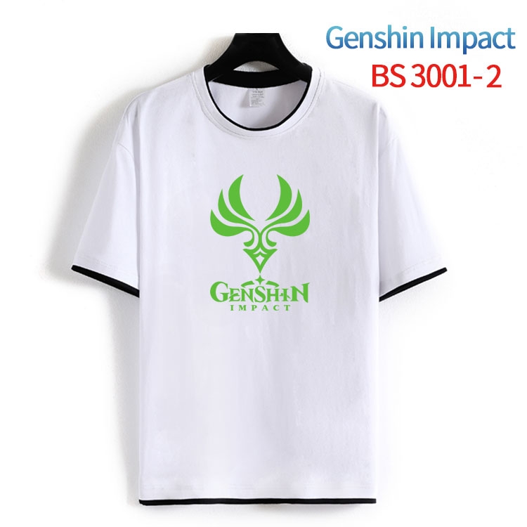 Genshin Impact Cotton crew neck black and white trim short-sleeved T-shirt from S to 4XL  HM-3001-2