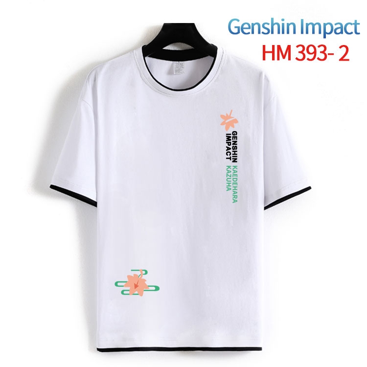 Genshin Impact Cotton crew neck black and white trim short-sleeved T-shirt from S to 4XL HM-393-2